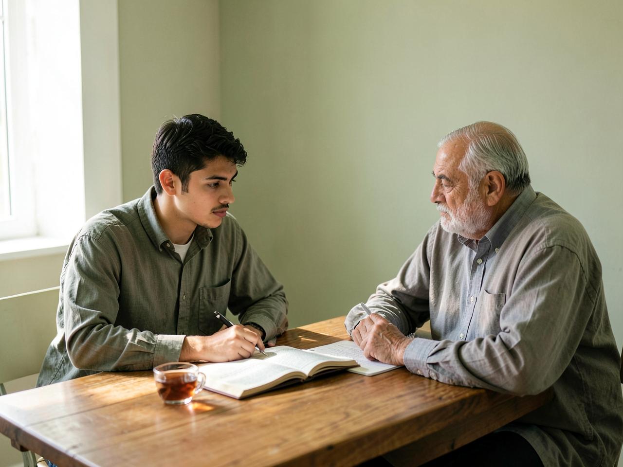 Mentor conversando con un joven nuevo musulmán